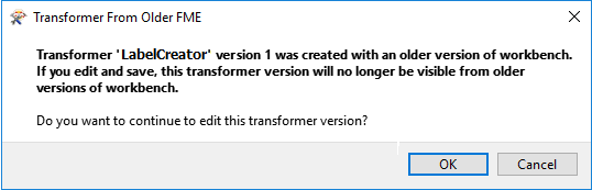 Transformer From Older FME warning